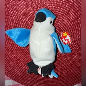 Ty Rocket RARE Blue White Plush Beanie Baby Tag Errors!! Retired!!